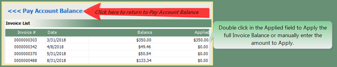 Pay Now from Account Inquiry